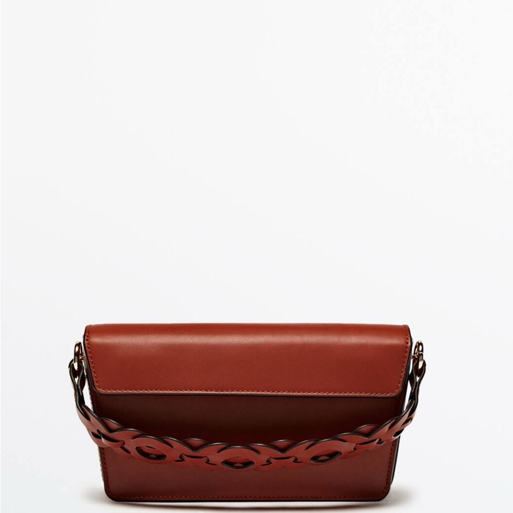 Massimo Dutti Brown Crossbody Bag with Braided Detail